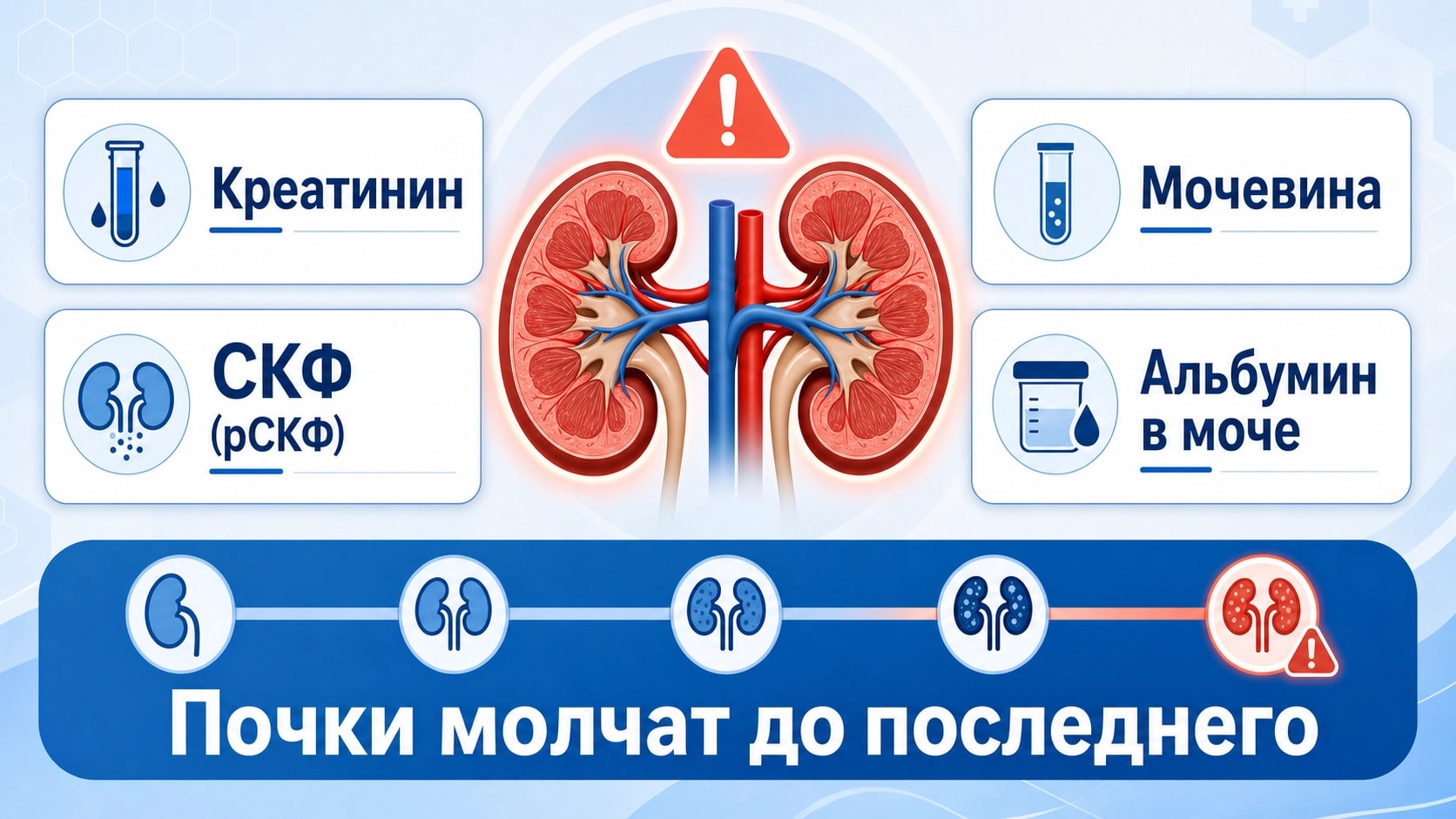 Почки молчат до последнего: какие анализы ловят беду рано (креатинин, СКФ, белок в моче)